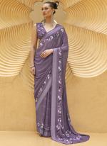 Georgette Purple Traditional Wear Printed Saree